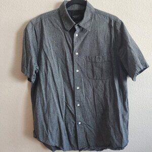 Rag & Bone Shirt Mens Large Gray Short Sleeve Button Up Casual Modern Fit Pocket
